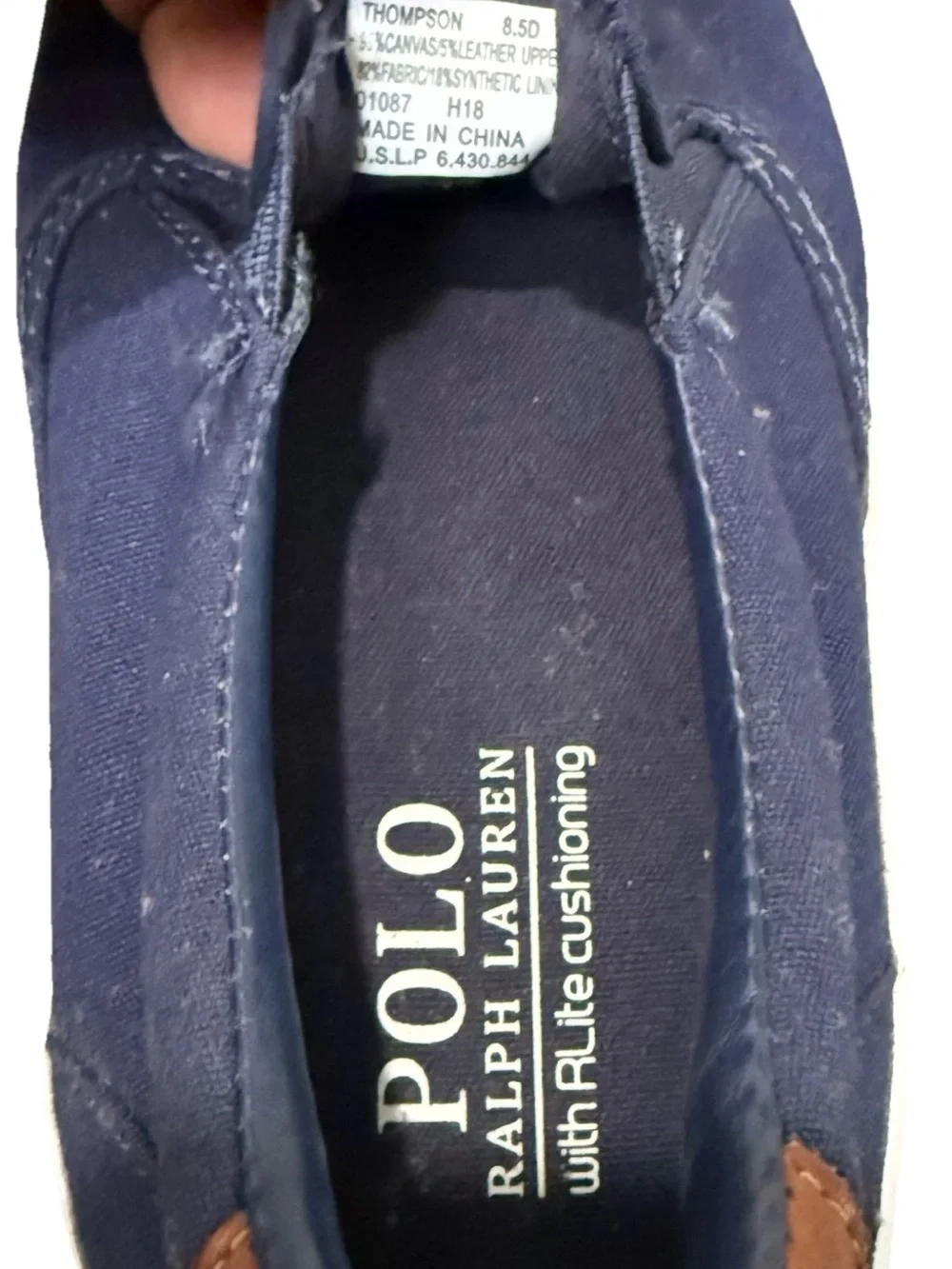 Polo Ralph Lauren Thompson III Polo Bear Slip-On Sneakers Navy Canvas Men's 8.5